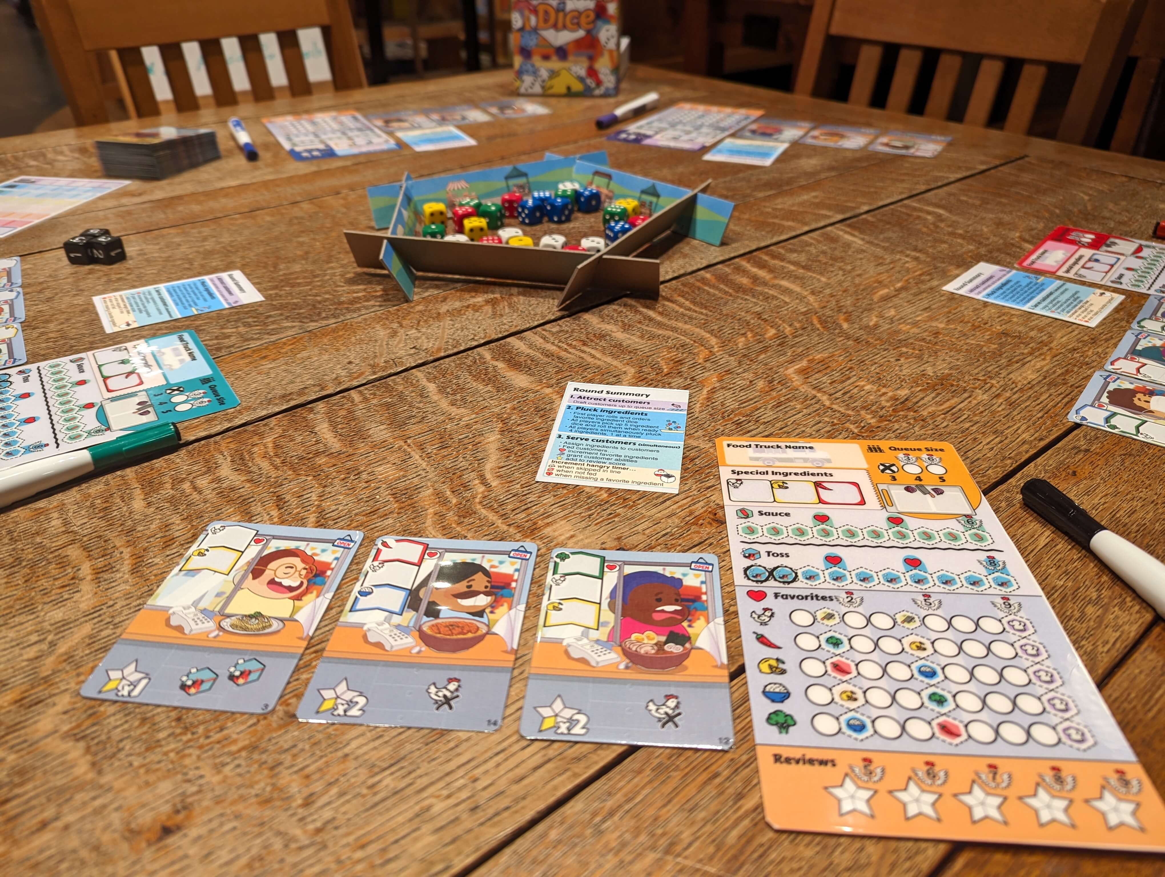 View of the game setup on the table